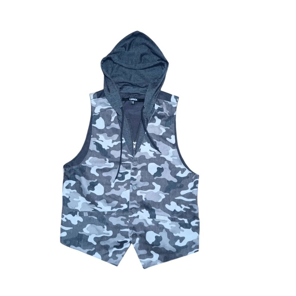 Carbon Gray Camouflage Hooded Vest Sz M Camo Rue21